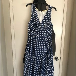 Eliza J Checkered Faux Wrap dress